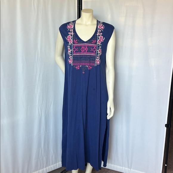 Johnny Was Dresses & Skirts - Johnny Was "Ariella" Side Slit Sleeveless Embroidery Maxi Dress
